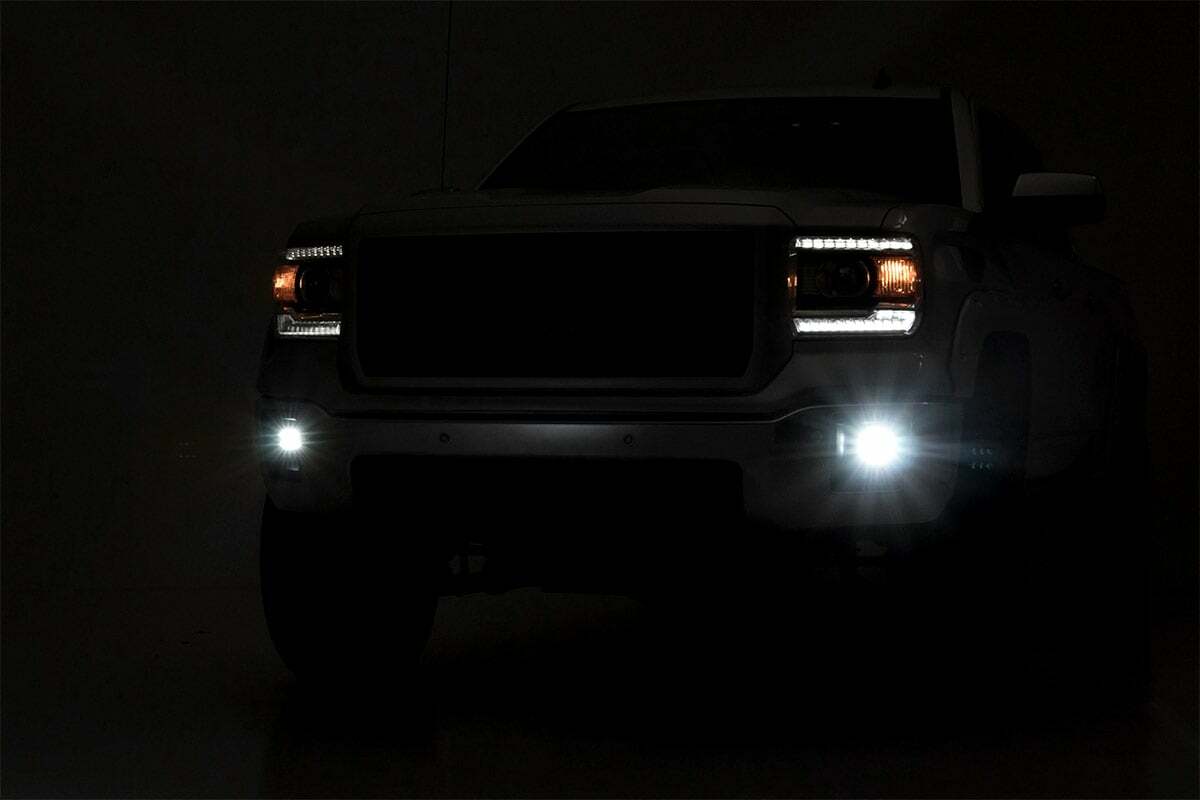 Rough Country - LED Light Kit - Fog Mount - 2" Black Pair - GMC Sierra 1500 (14-15) - 70689
