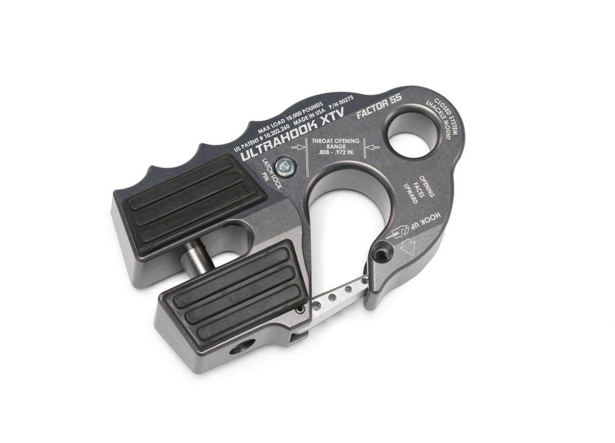 Factor 55 00275-06 ULTRAHOOK XTV WINCH HOOK WITH SHACKLE MOUNT -- GRAY