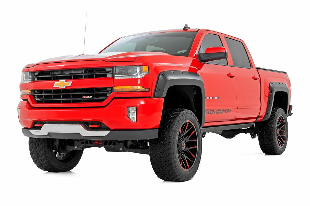 Pocket Fender Flares - 6'7(in.) & 8' Bed - G7C Red Hot - Chevy Silverado 1500 (14-18)/2500HD
