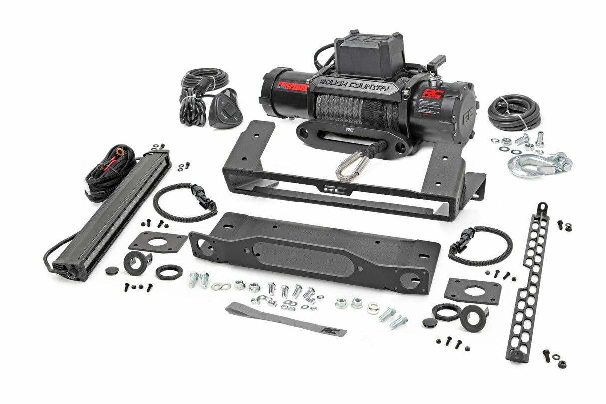 Rough Country - High Winch Mount - All Models - 12000S - 20 Inch Black Single Row LED - Ford Bronco (21-23) - 51099