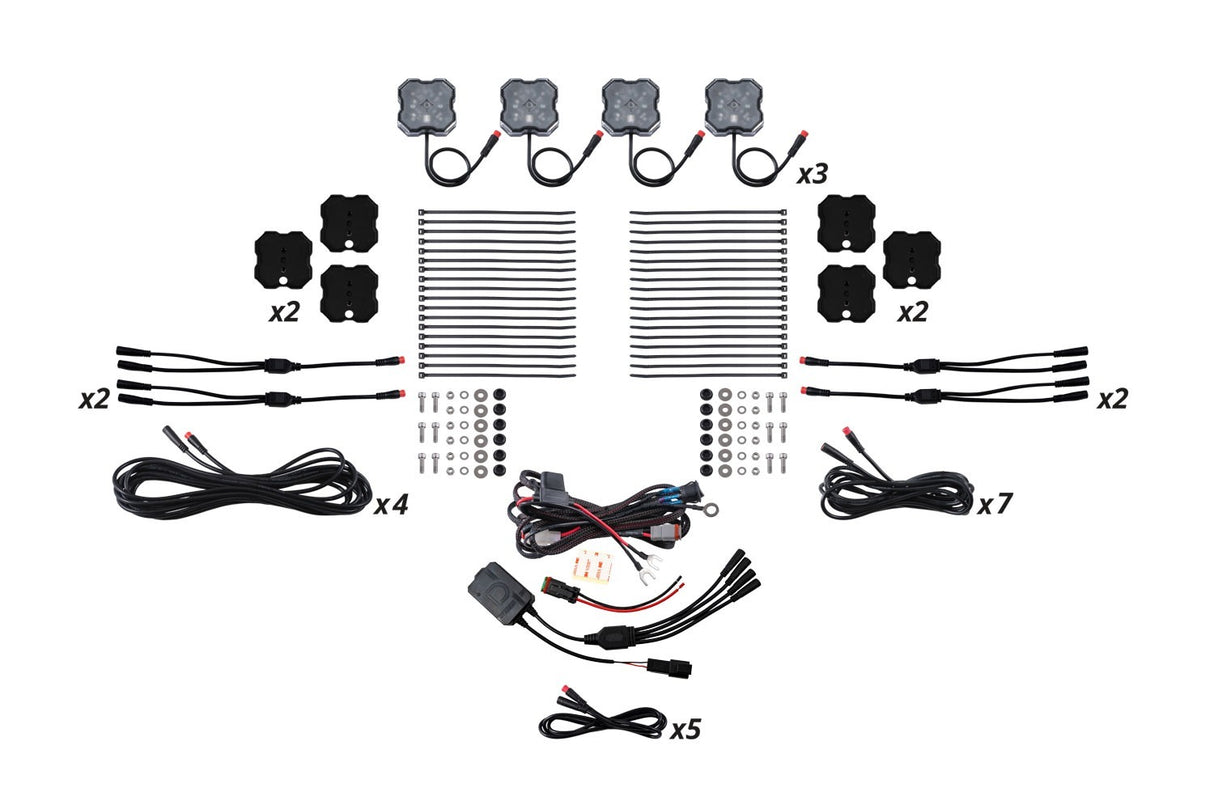 Diode Dynamics - RGBW Rock Light Installer Magnet Mount Kit w/Controller (12-pack) - DD7749C