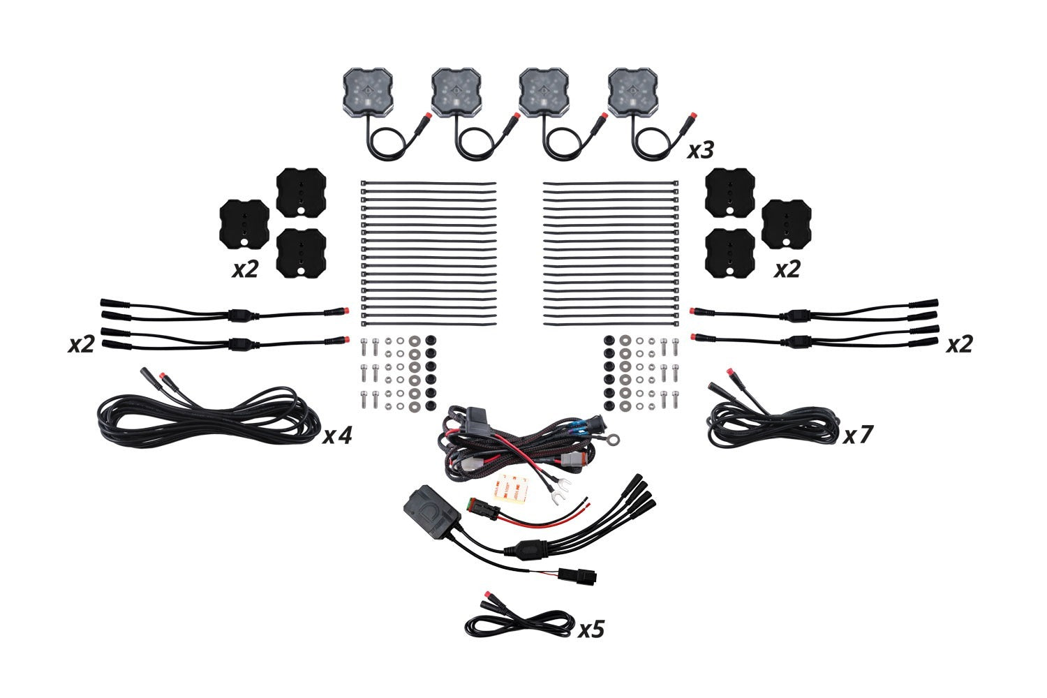 Diode Dynamics - RGBW Rock Light Installer Magnet Mount Kit w/Controller (12-pack) - DD7749C
