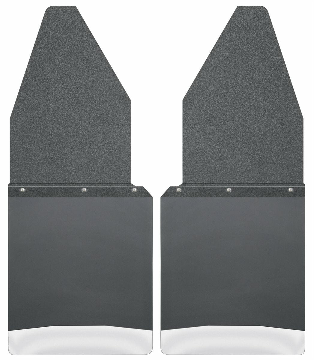 Husky Liners - Kick Back Mud Flaps 12in. Wide - Black Top and Stainless Steel Weight - 17104