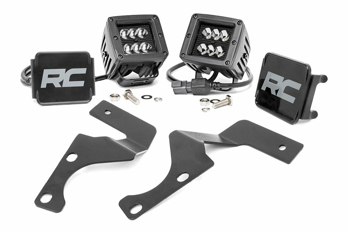 Rough Country - LED Light Kit - Ditch Mount - 2" Black Spot Pair - Toyota 4Runner (10-23) - 70796