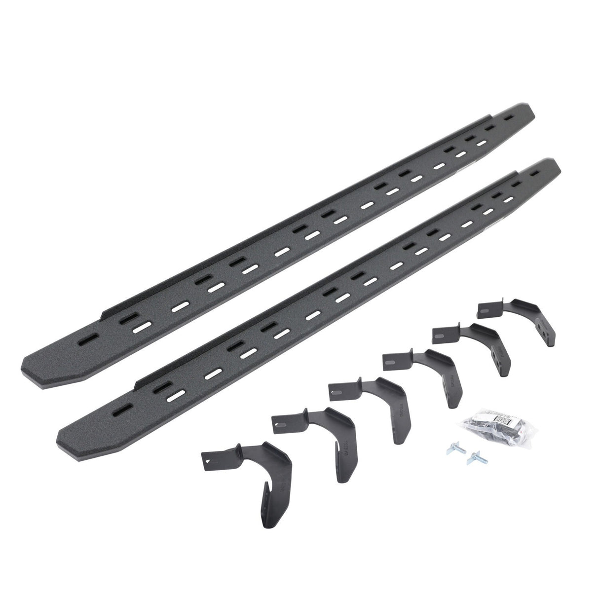 Go Rhino 69634680ST - RB30 Slim Line Running Boards with Mounting Bracket Kit - Protective Bedliner Coating