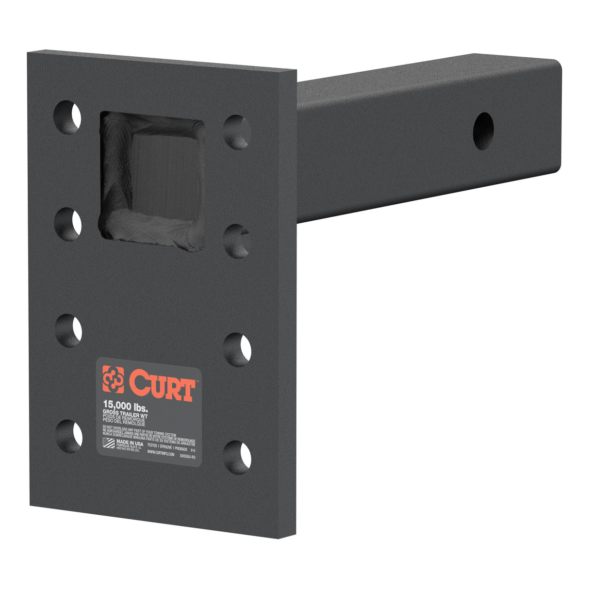 Curt - Adjustable Pintle Mount (2" Shank, 15,000 lbs., 7" High, 8" Long) - 48325
