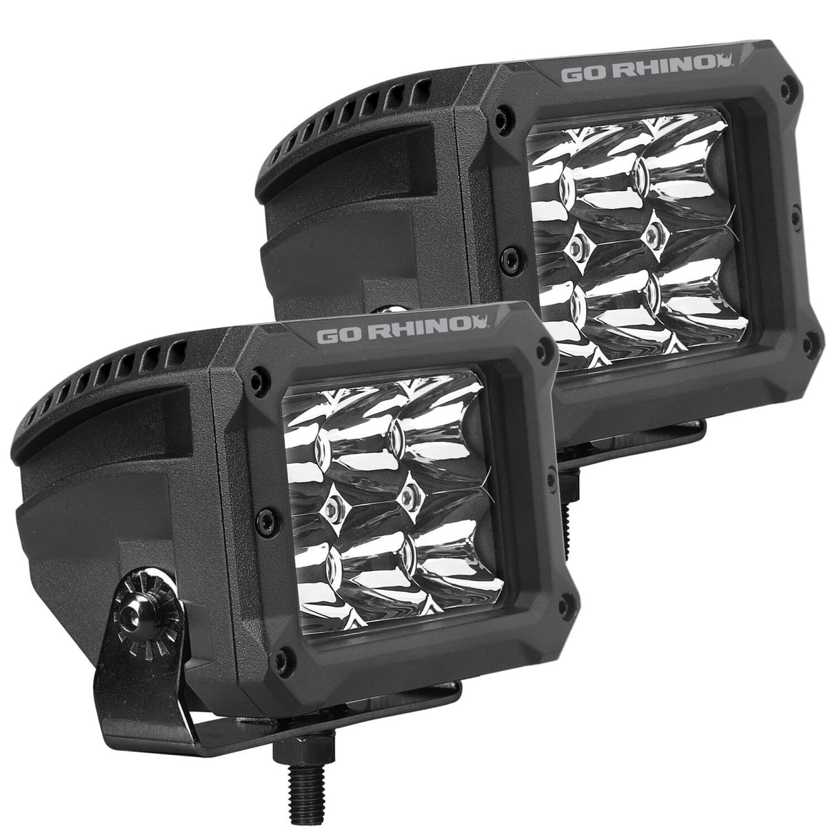 Go Rhino 753003023SBS Bright Series - 4x3 Rectangular LED Spot Lights, Pair