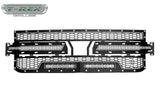 T-Rex Grilles - T-REX 2019-2021 Silverado 1500 Laser Torch Grille, Black, 1 Pc, Replacement, Chrome Studs, Incl. (2) 10 inch LEDs - PN #7311261 - 7311261