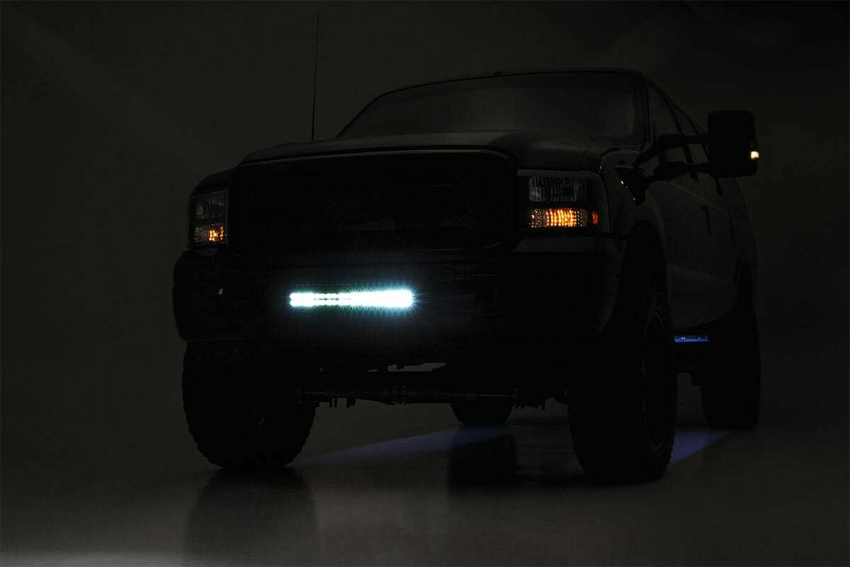 Rough Country - LED Light Kit - Bumper Mount - 20" Chrome Dual Row - White DRL - Ford Super Duty (05-07) - 70664DRL