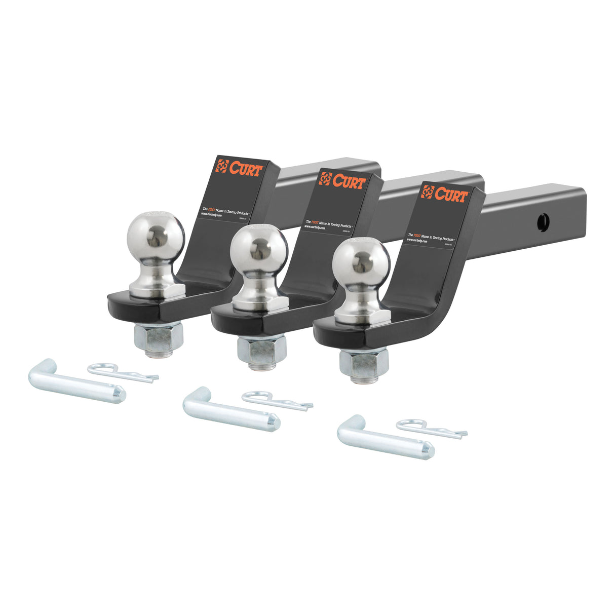 Curt - Loaded Ball Mounts with 2" Balls (2" Shank, 7,500 lbs., 4" Drop, 3-Pack) - 45057