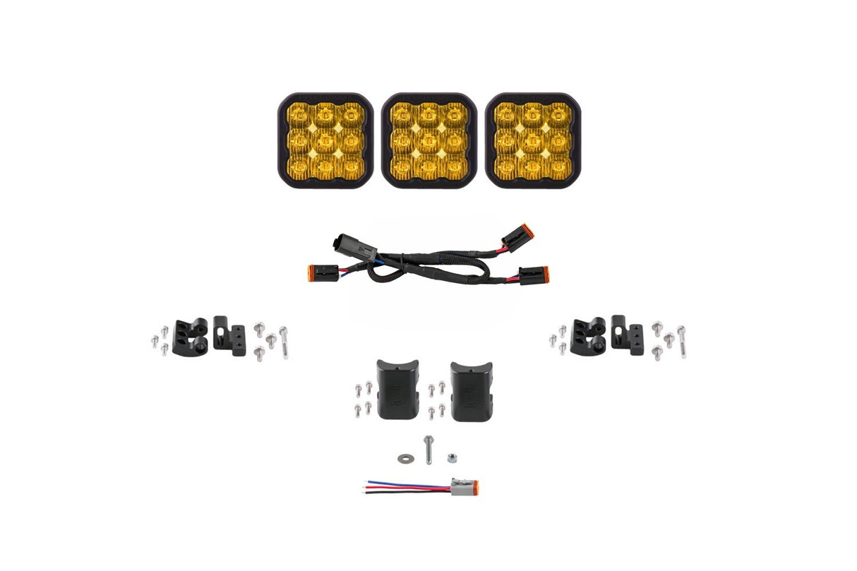 Diode Dynamics - SS5 Sport Universal CrossLink 3-Pod Lightbar Yellow Driving - DD7205