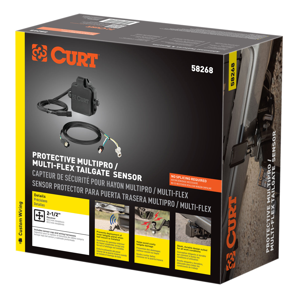 CURT 58268 Protective GMC MultiPro, Chevy Multi-Flex Tailgate Sensor, 2-1/2-Inch