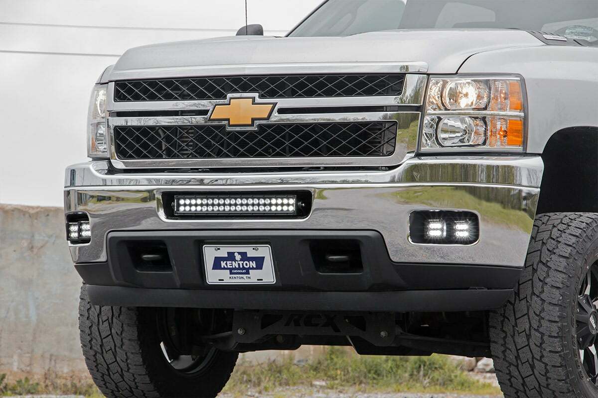 Rough Country - LED Light Kit - Fog Mount - Dual 2" Black Pair - Chevy Silverado 2500 HD 3500 HD (11-14) - 70628