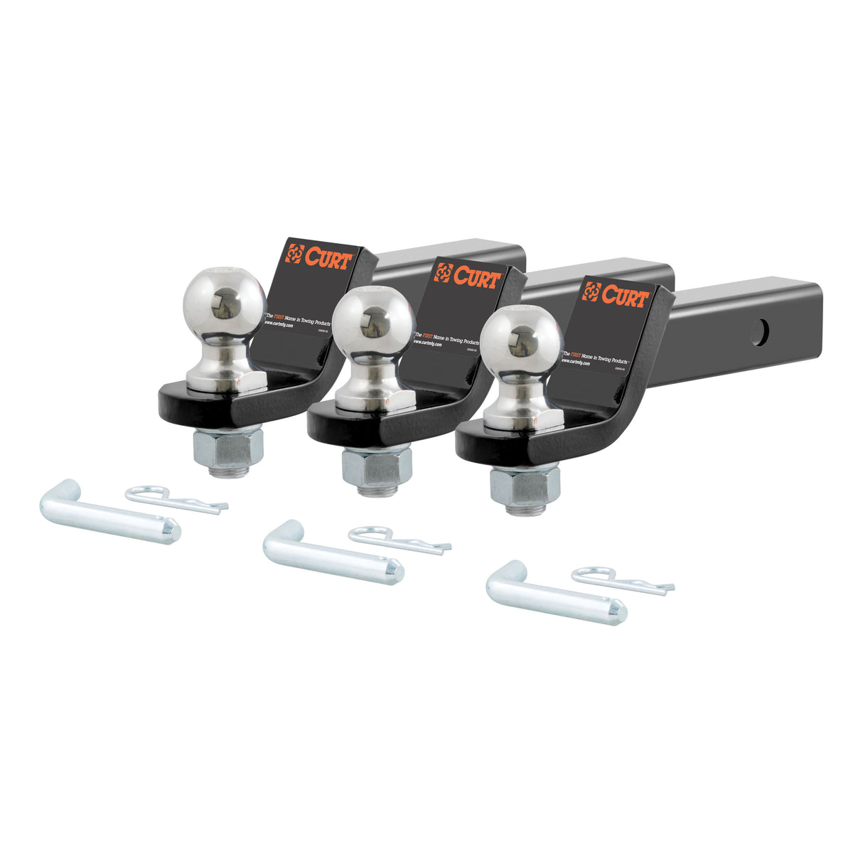 Curt - Loaded Ball Mounts with 2" Balls (2" Shank, 7,500 lbs., 2" Drop, 3-Pack) - 45037