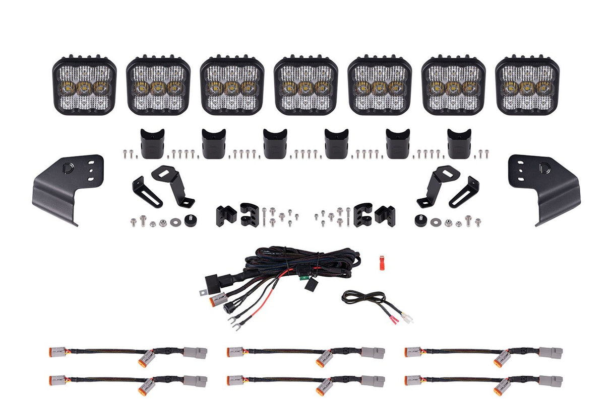 Diode Dynamics - Bronco SS5 Sport CrossLink Windshield White Combo Lightbar Kit - DD7232