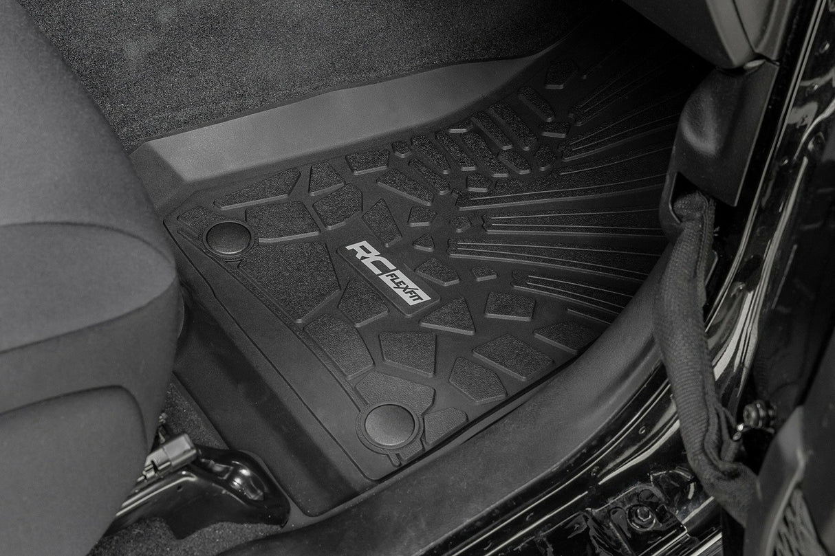 Rough Country - Flex-Fit Floor Mats - FR & RR - 4 Door - Jeep Wrangler Unlimited 4WD (2018-2024) - FF-60112