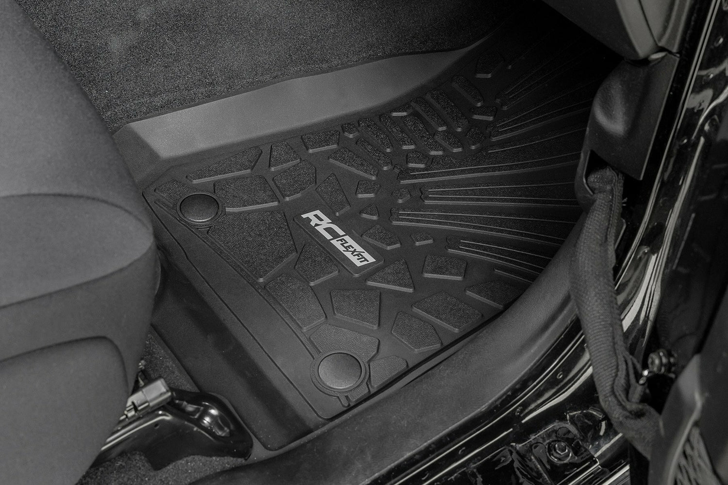 Rough Country - Flex-Fit Floor Mats - FR & RR - 4 Door - Jeep Wrangler Unlimited 4WD (2018-2024) - FF-60112
