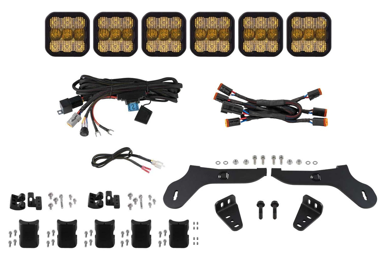 Diode Dynamics - SS5 Grille CrossLink Lightbar Kit for 2017-2020 Ford Raptor, Pro Yellow Combo - DD7338