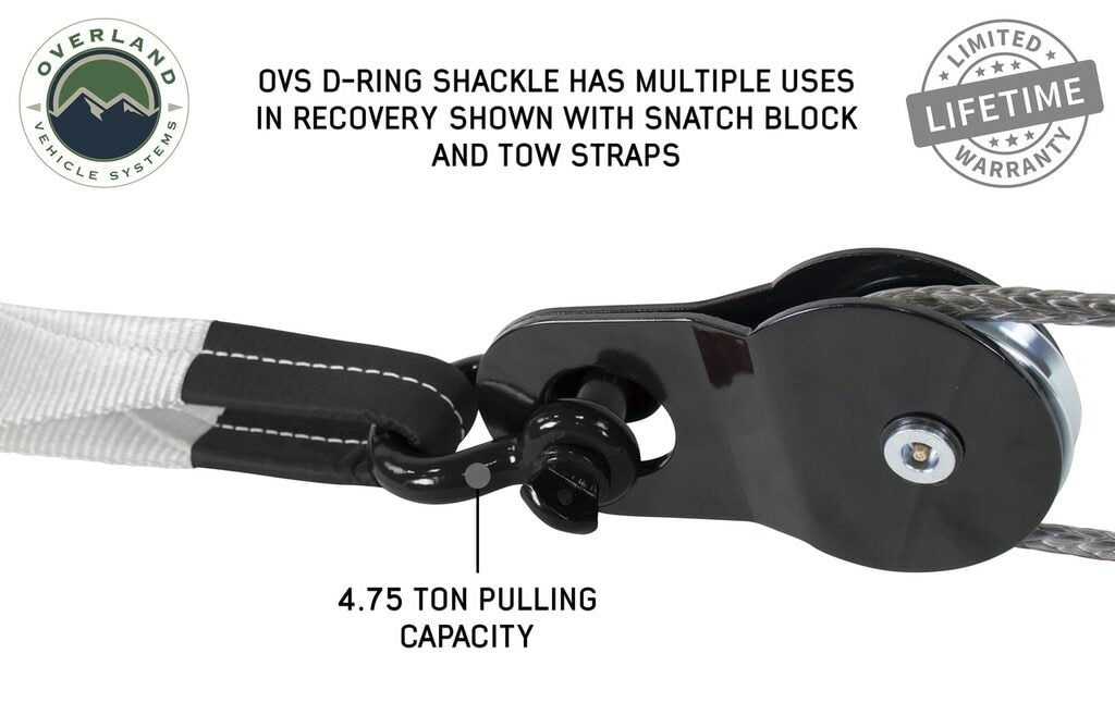 Overland Vehicle Systems - Recovery Shackle 19019901 3/4 4.75 Ton Black - 19019901
