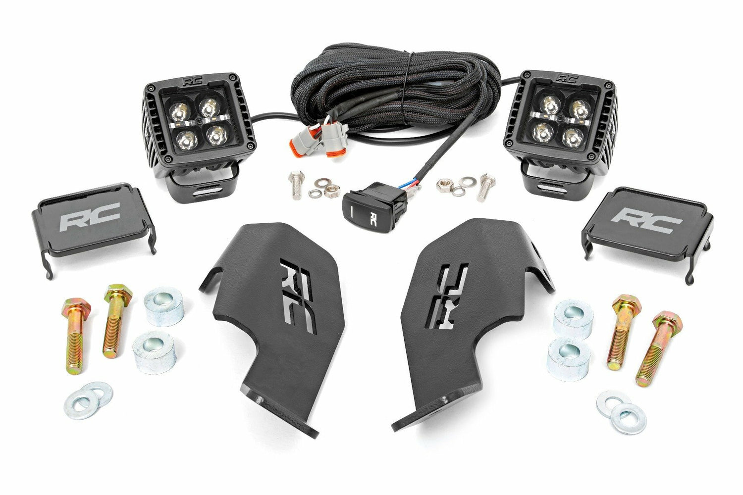 Rough Country - LED Light - Cage Mount - 2" Black Pair - Amber DRL - Honda Talon 1000 - 92033