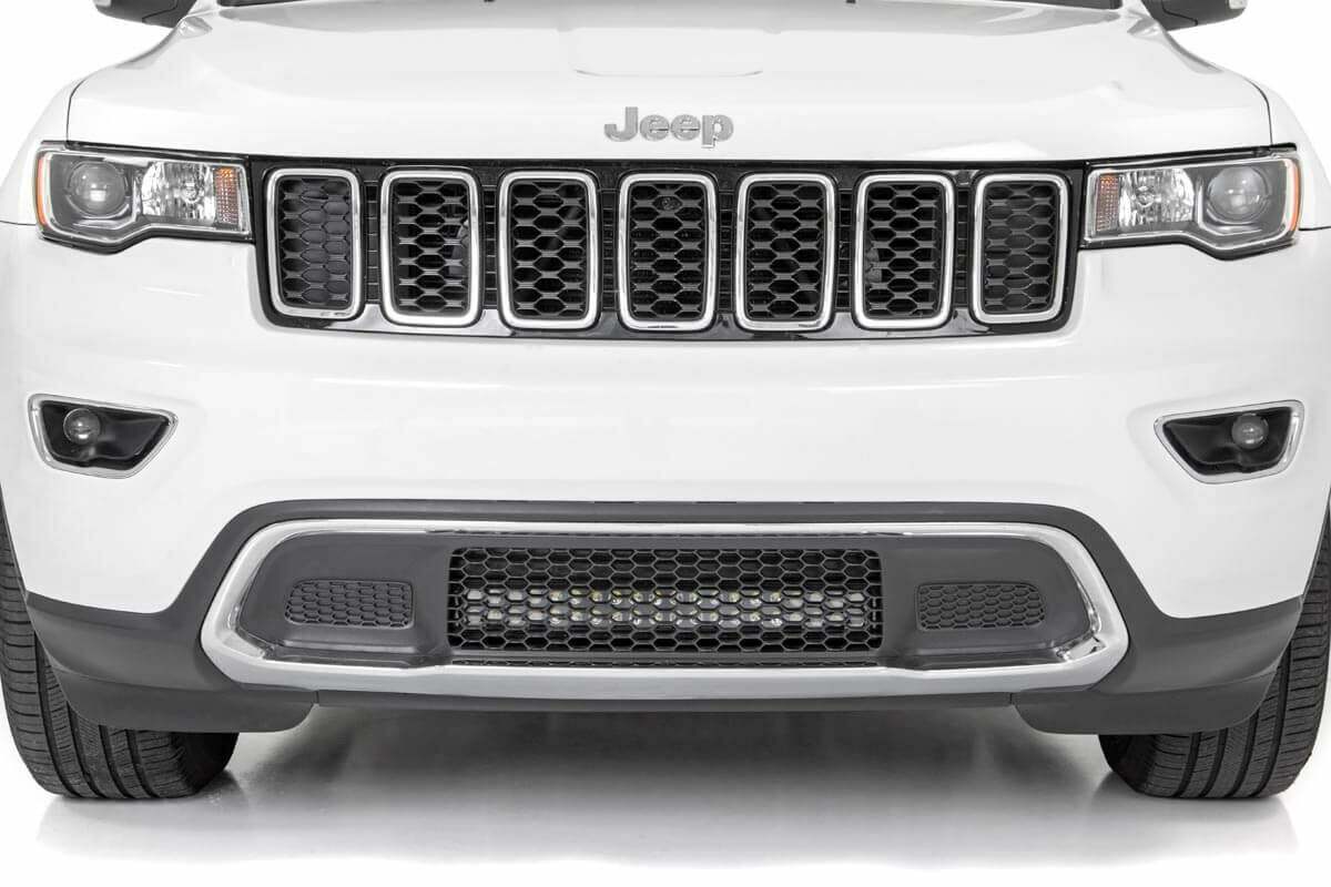 Rough Country - LED Light Kit - Bumper Mount - 20" Chrome Dual Row - White DRL - Jeep Grand Cherokee WK2 (11-20) - 70775