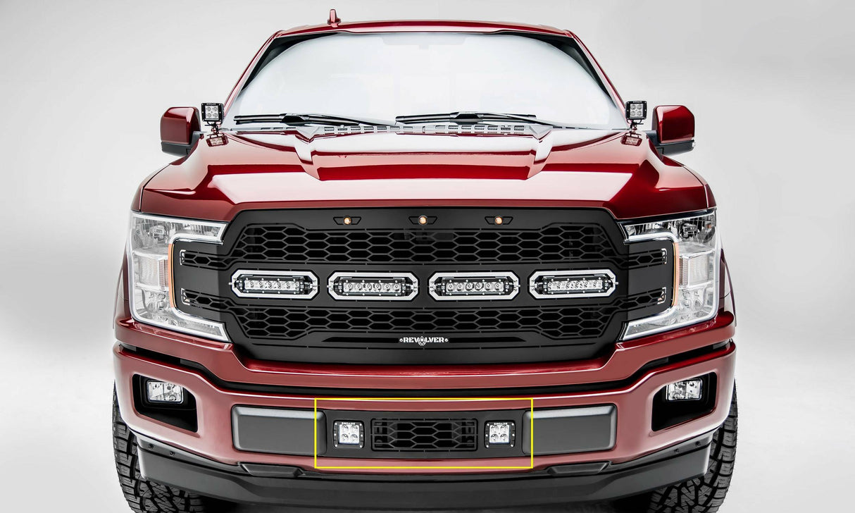 T-Rex Grilles - 1 Pc Laser Cut Pattern Mild Steel Revolver Bumper Grille Overlay - Includes Universal Wiring Harness - 6525751