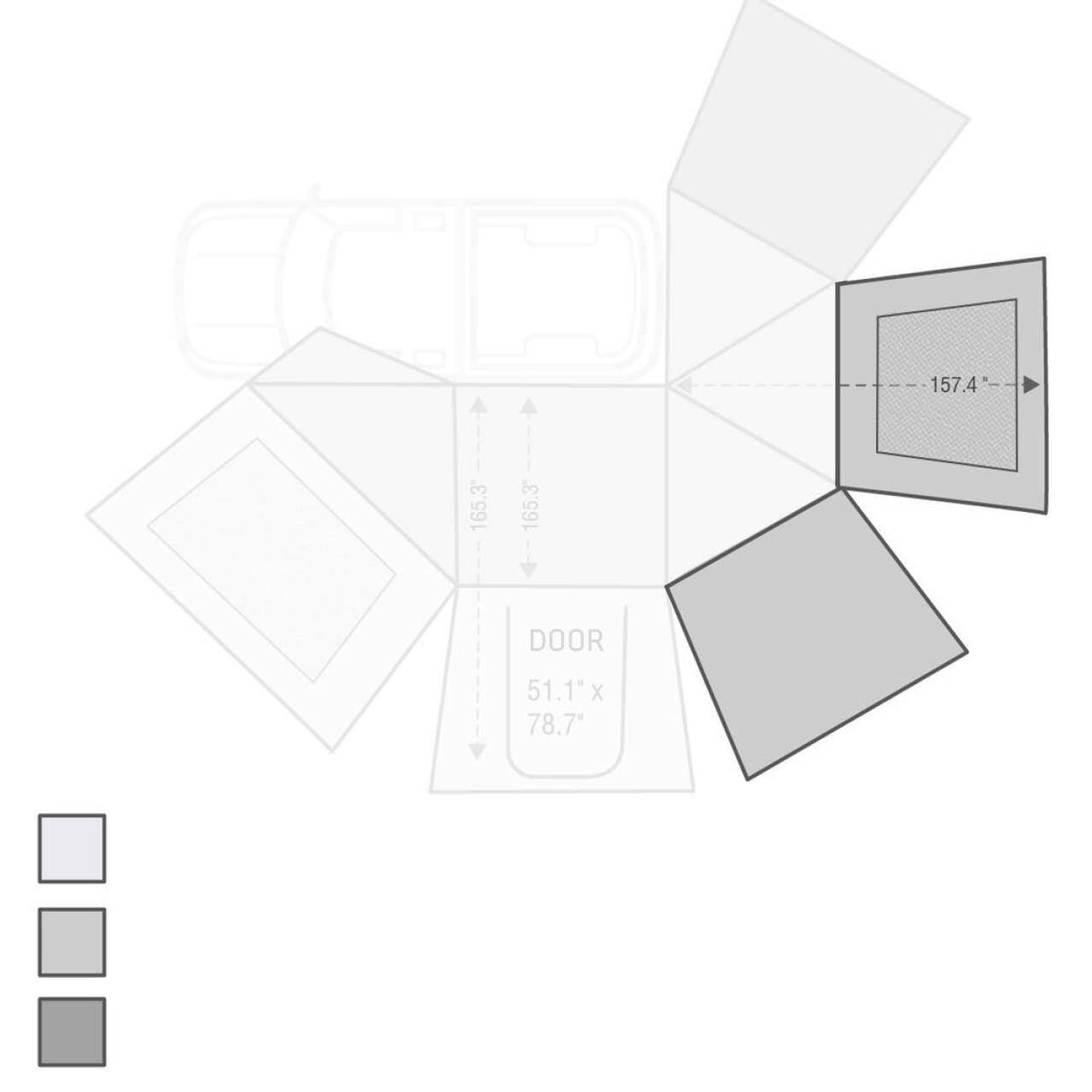 Overland Vehicle Systems - 270 Awning Wall With Window - Nomadic Awning 270 Side Wall 2 - 18109910