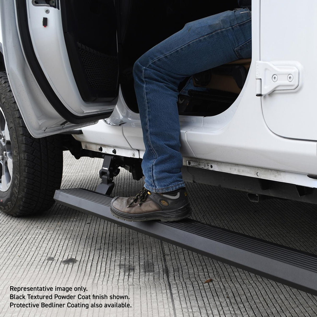 Go Rhino 20451687T - E1 Electric Running Boards With Mounting Brackets - Protective Bedliner Coating