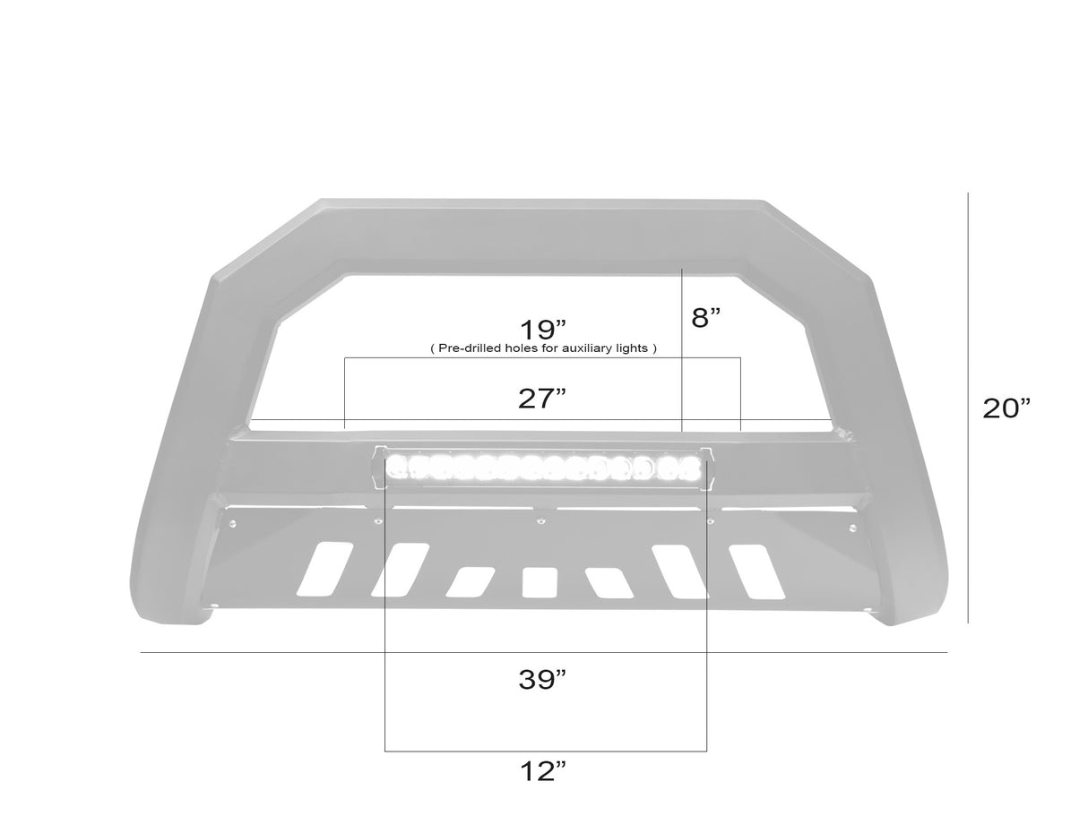 Armordillo 2008-2011 Mazda Tribute AR Series Bull Bar W/LED - Matte Black W/Aluminum Skid Plate