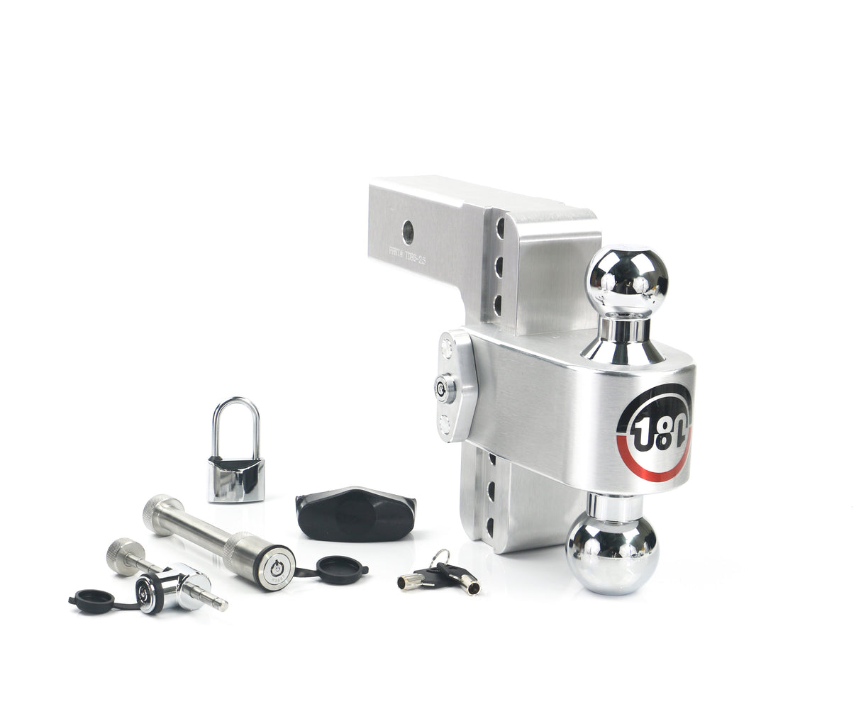 180 Hitch Chrome  Ball 6" Drop Hitch with 2.5" Shank Keyed Alike WS05, WS11, WS12 Included - CTB6-2.5-SET
