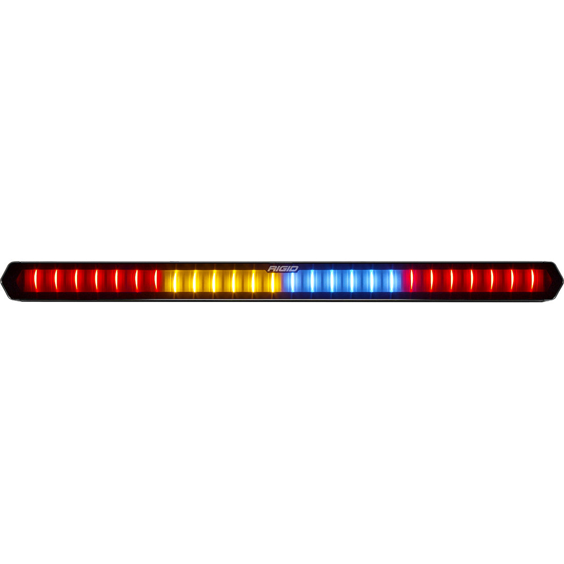 RIGID 28 inch Rear Facing LED Chase Bar with 27 Pre-Programmed Modes And 5 Colors, Black Housing, Race Compliant For Series Requiring Strobing Blue, Amber, Green And Red, Tube Mounts Included