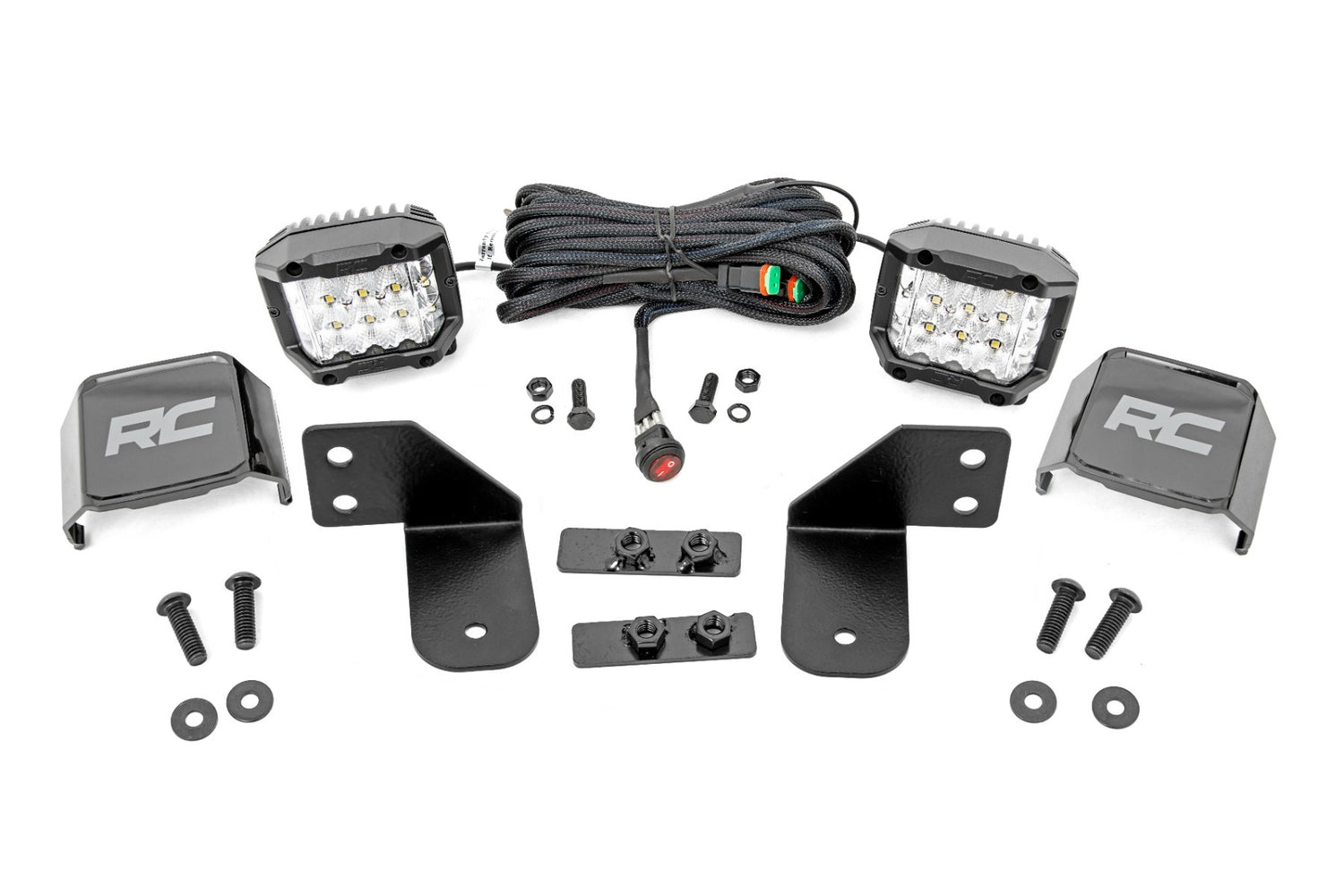Rough Country - LED Light - RR Cage Mount - 2" Chrome Pair - Wide Angle - Polaris Ranger 1000 Ranger XP 900 1000 - 93144