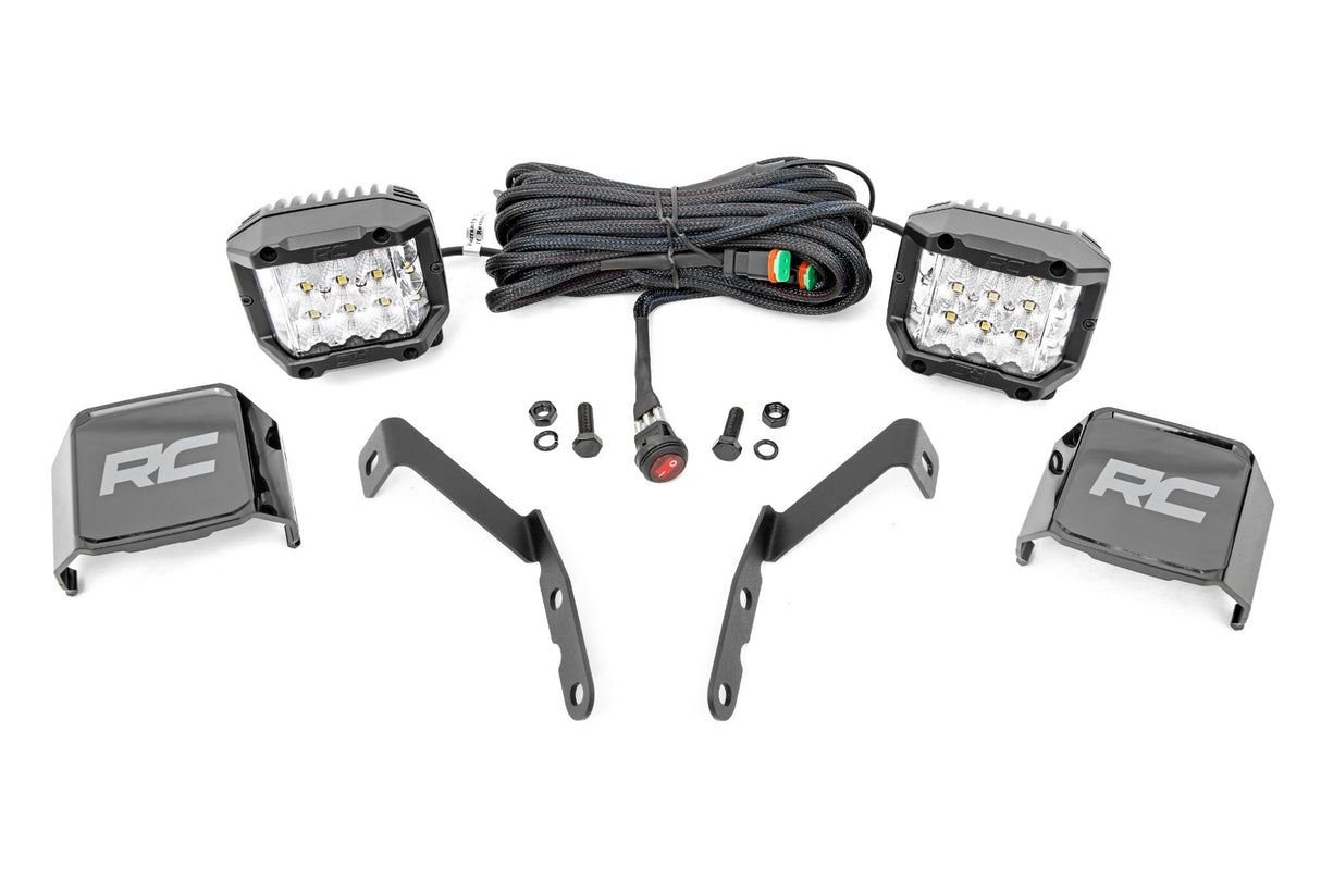 Rough Country - LED Light Kit - Ditch Mount - 3" OSRAM - Wide - Chevy 1500 & Chevy GMC 2500HD 3500HD (07-14) - 71062
