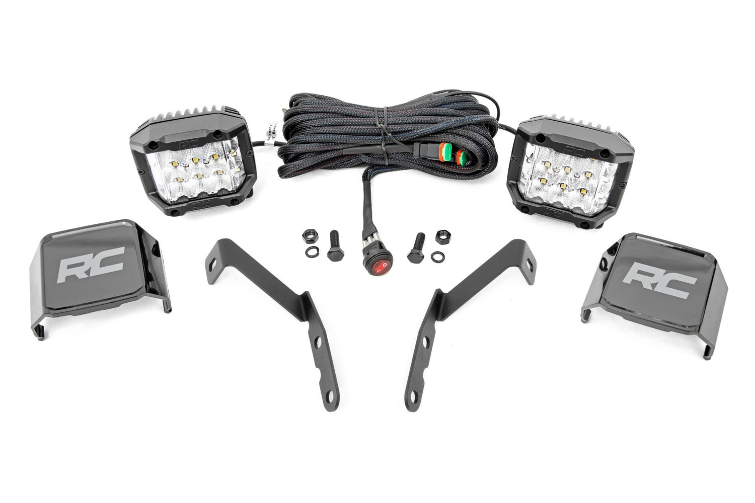 Rough Country - LED Light Kit - Ditch Mount - 3" OSRAM - Wide - Chevy 1500 & Chevy GMC 2500HD 3500HD (07-14) - 71062