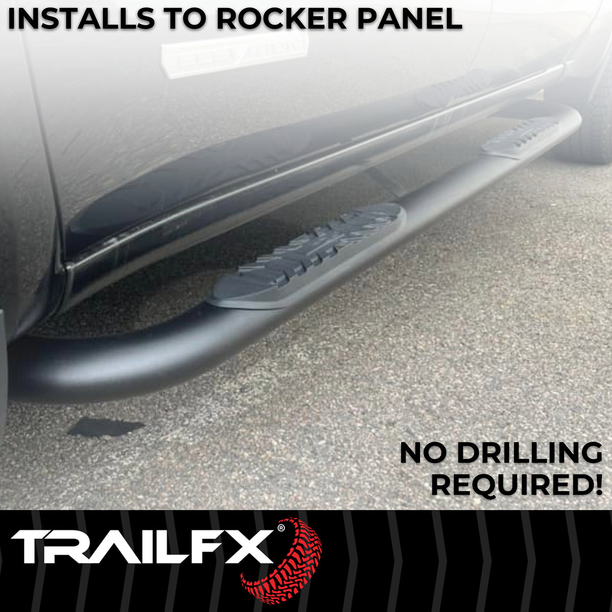 TrailFx - 4" Oval Bent Step Bar For Ford Ranger Extended-Black (A1014B)