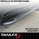 TrailFx - 4" Oval Bent Step Bar For Ford Ranger Extended-Black (A1014B)
