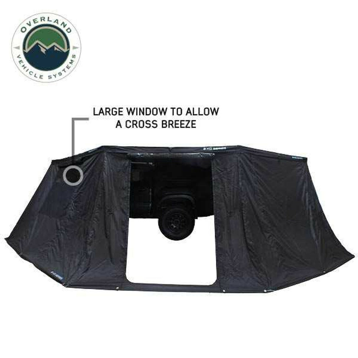 Overland Vehicle Systems - XD Nomadic 270 - Awning Wall 1 W/Black Out, Driver Side, Black Body, Black Trim W/Storage Bag - 19690003