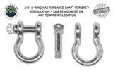 Overland Vehicle Systems - Recovery Shackle 3/4 4.75 Ton Zinc - D Ring Recovery Shackle - 19019905