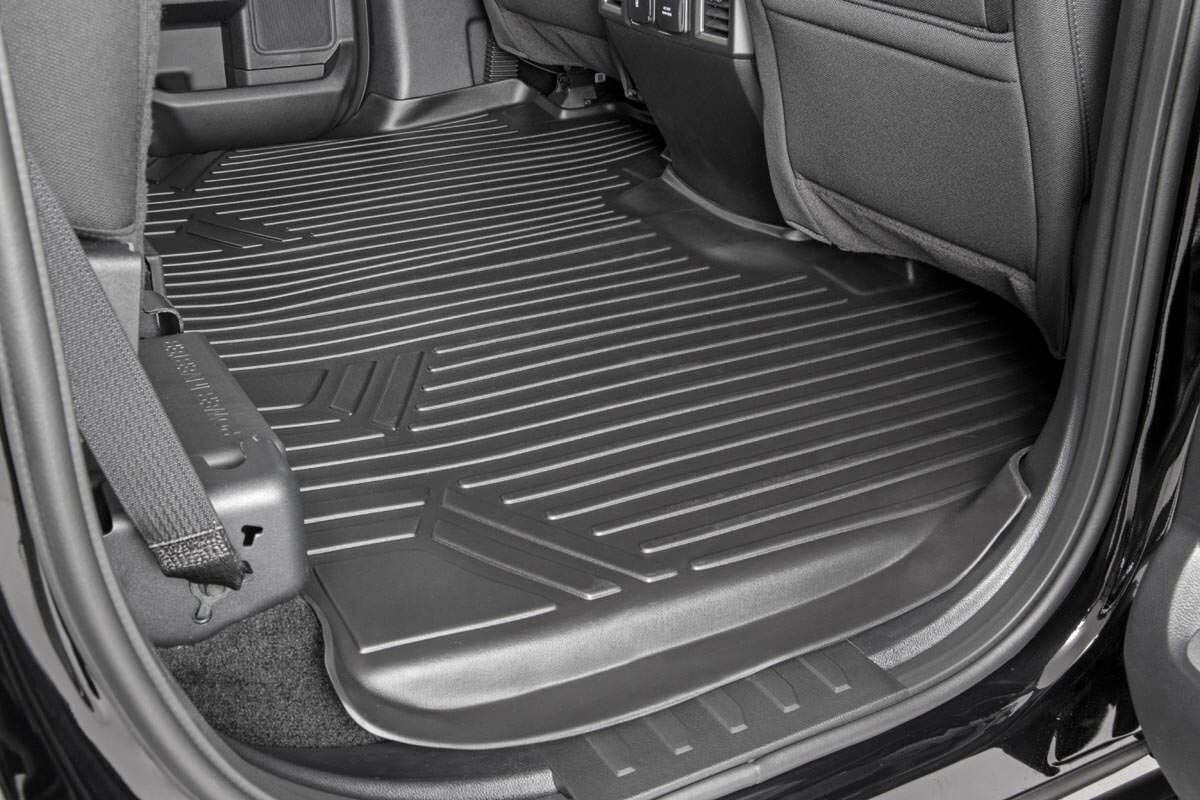 Rough Country Floor Mats - FR & RR - Over Hump - Ford F-150 (15-23) F-150 Lightning (2022) - M-51153