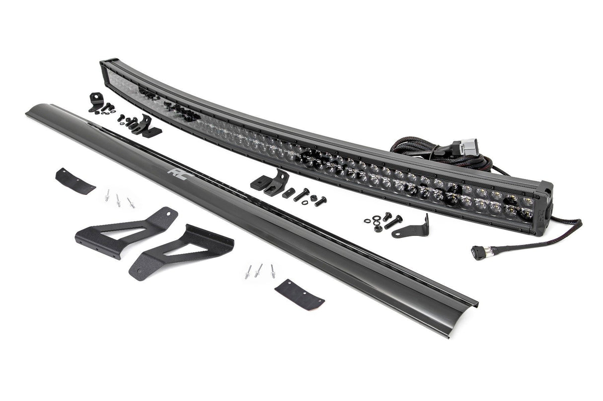 Rough Country - LED Light Kit - Windshield Mount - 50" BLK Dual Row - White DRL - Jeep Cherokee XJ (84-01) - 70074