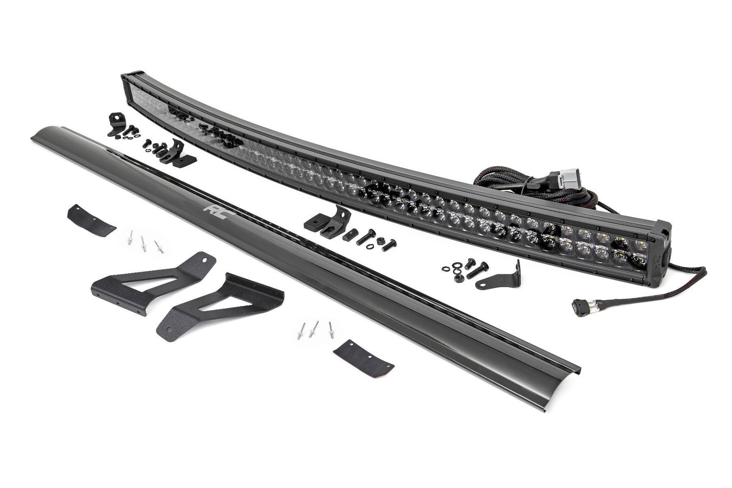 Rough Country - LED Light Kit - Windshield Mount - 50" BLK Dual Row - White DRL - Jeep Cherokee XJ (84-01) - 70074