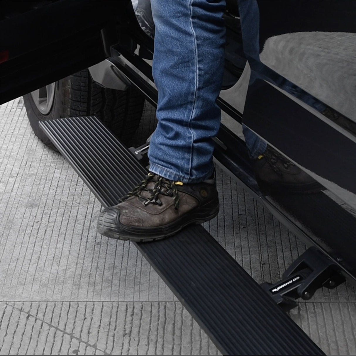Go Rhino 20443587PC - E1 Electric Running Boards With Mounting Brackets - Textured Black