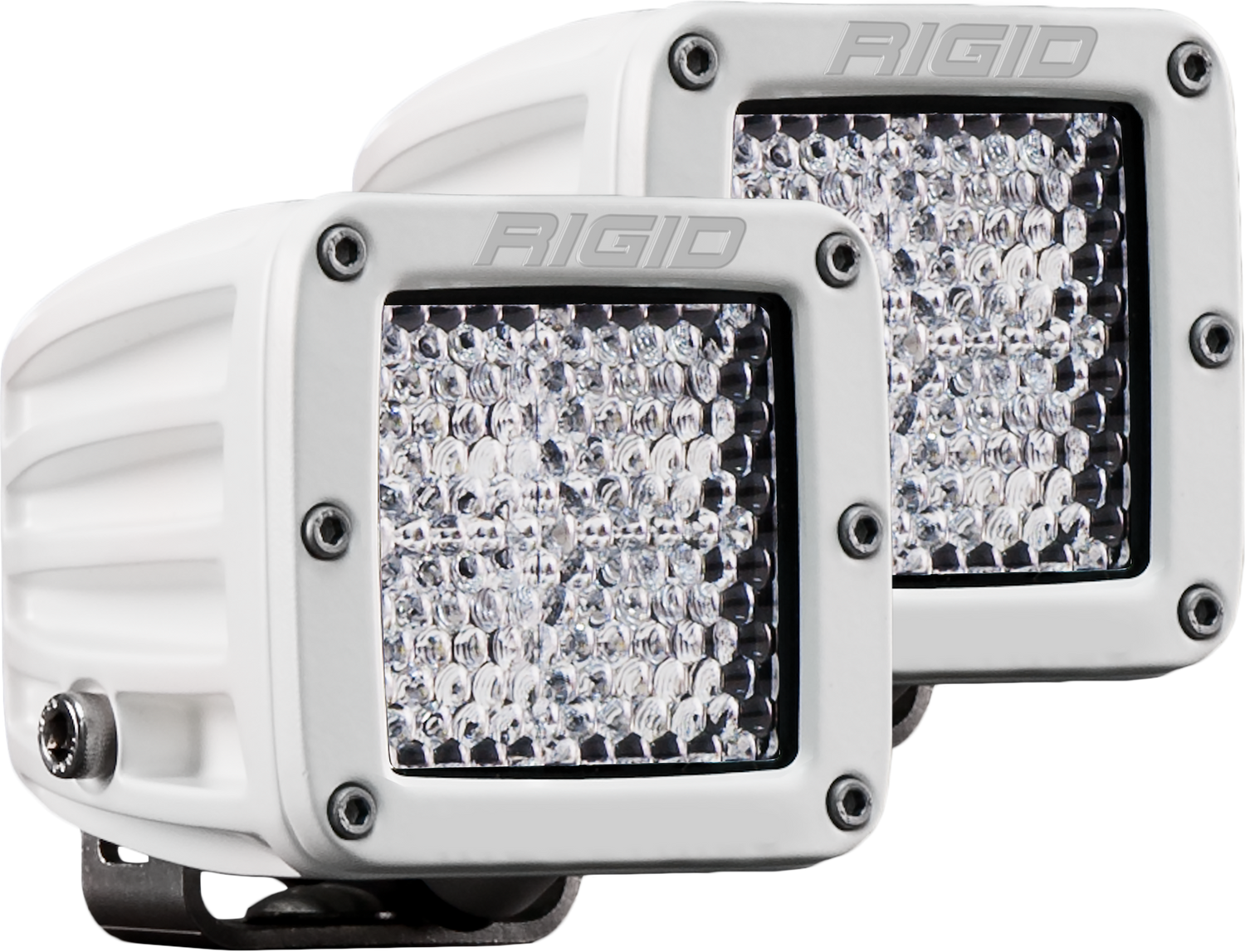 RIGID D-Series PRO Light, Flood Diffused, Surface Mount, White Housing, Pair
