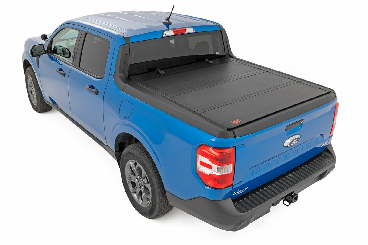 Rough Country - Hard Tri-Fold Flip Up Bed Cover - 4'6" Bed - Ford Maverick (22-23) - 49254500