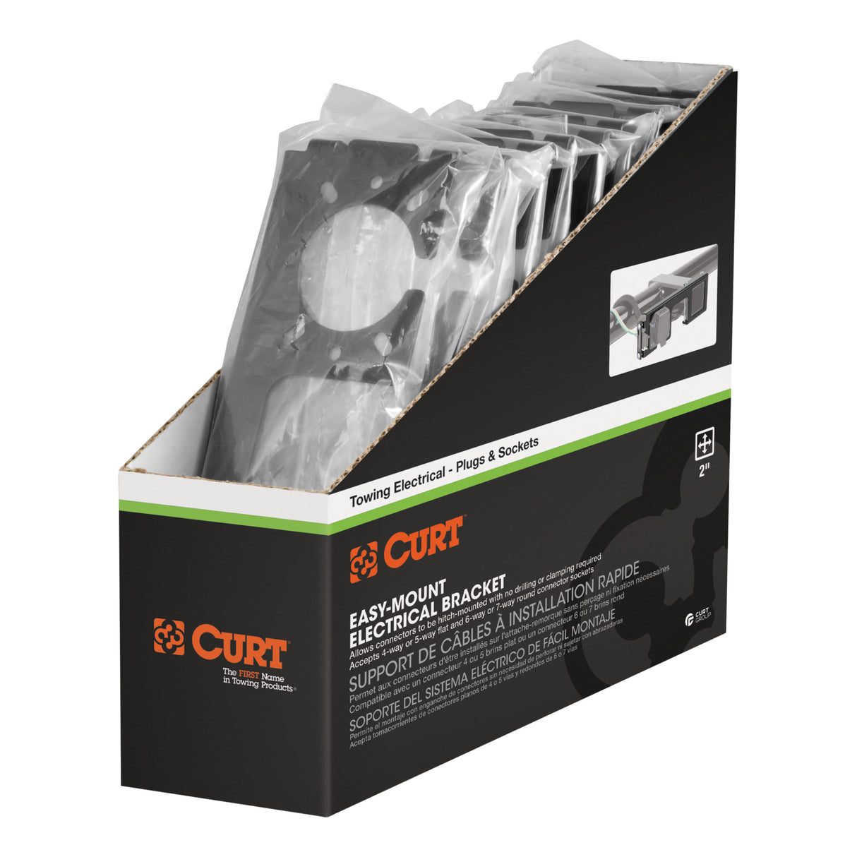 Curt - Easy-Mount Wiring Brackets for 4 or 5-Flat & 6 or 7-Round (2" Receiver, 10-Pack) - 58000010