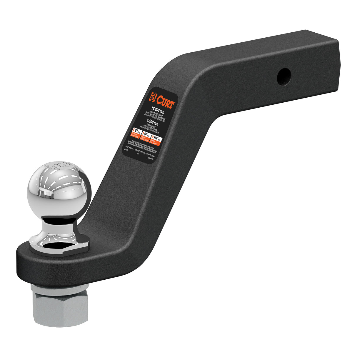 Curt - Loaded Forged Ball Mount with 2-5/16" Ball (2" Shank, 15,000 lbs, 6" Drop) - 45370