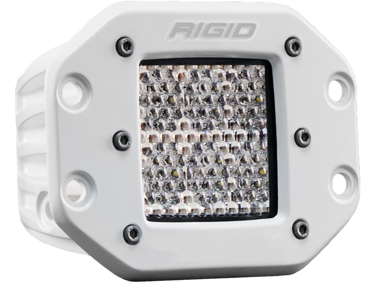 RIGID D-Series PRO Light, Flood Diffused, Flush Mount, White Housing, Single