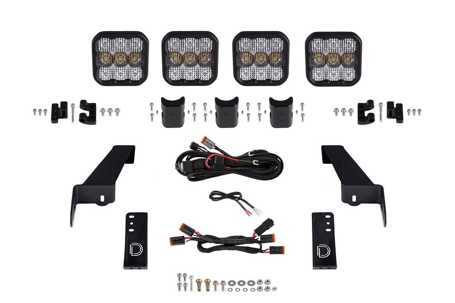 Diode Dynamics - Jeep JL SS5 4-Pod CrossLink Grille Lightbar Kit  Sport White Combo - DD6826