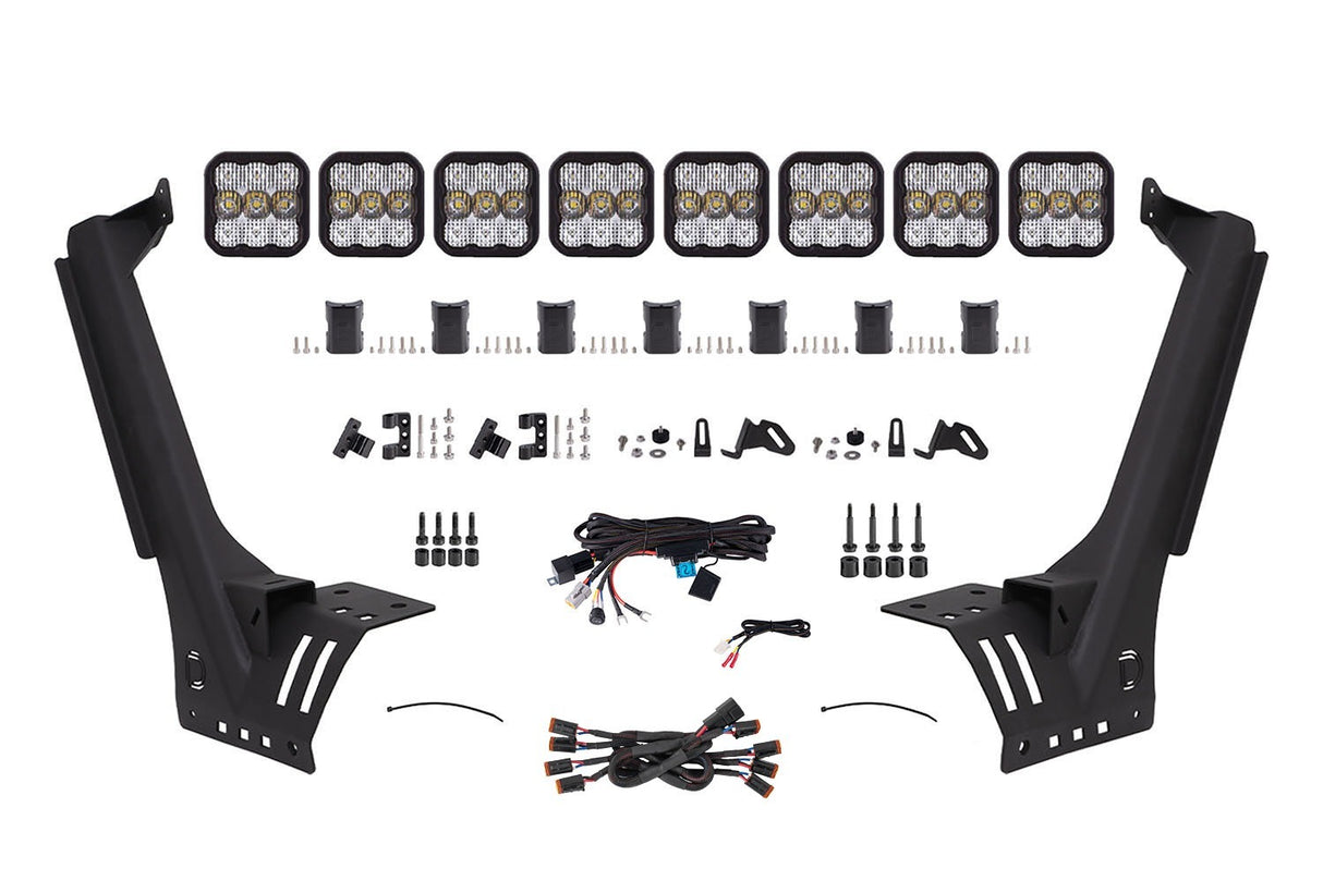 Diode Dynamics - Jeep JL SS5 Pro CrossLink Windshield White Combo Lightbar Kit - DD7262