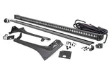 Rough Country - Jeep 50-inch Straight LED Light Bar Upper Windshield Kit w Single-Row Black Series LED - White DRL (20-22 Gladiator JT, 18-22 Wrangler JL) - 70066